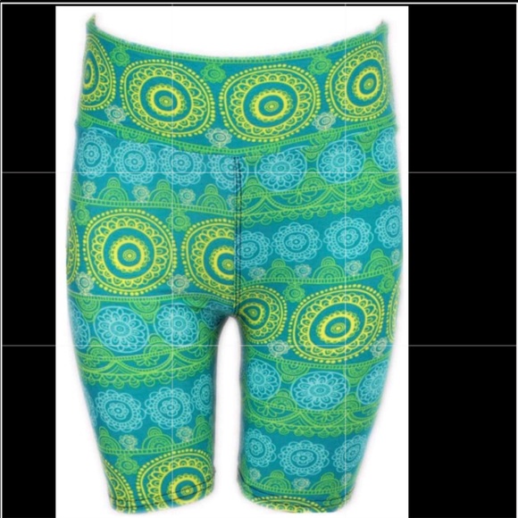 Lemon / green / blue abstract cycle shorts OS - Picture 1 of 5